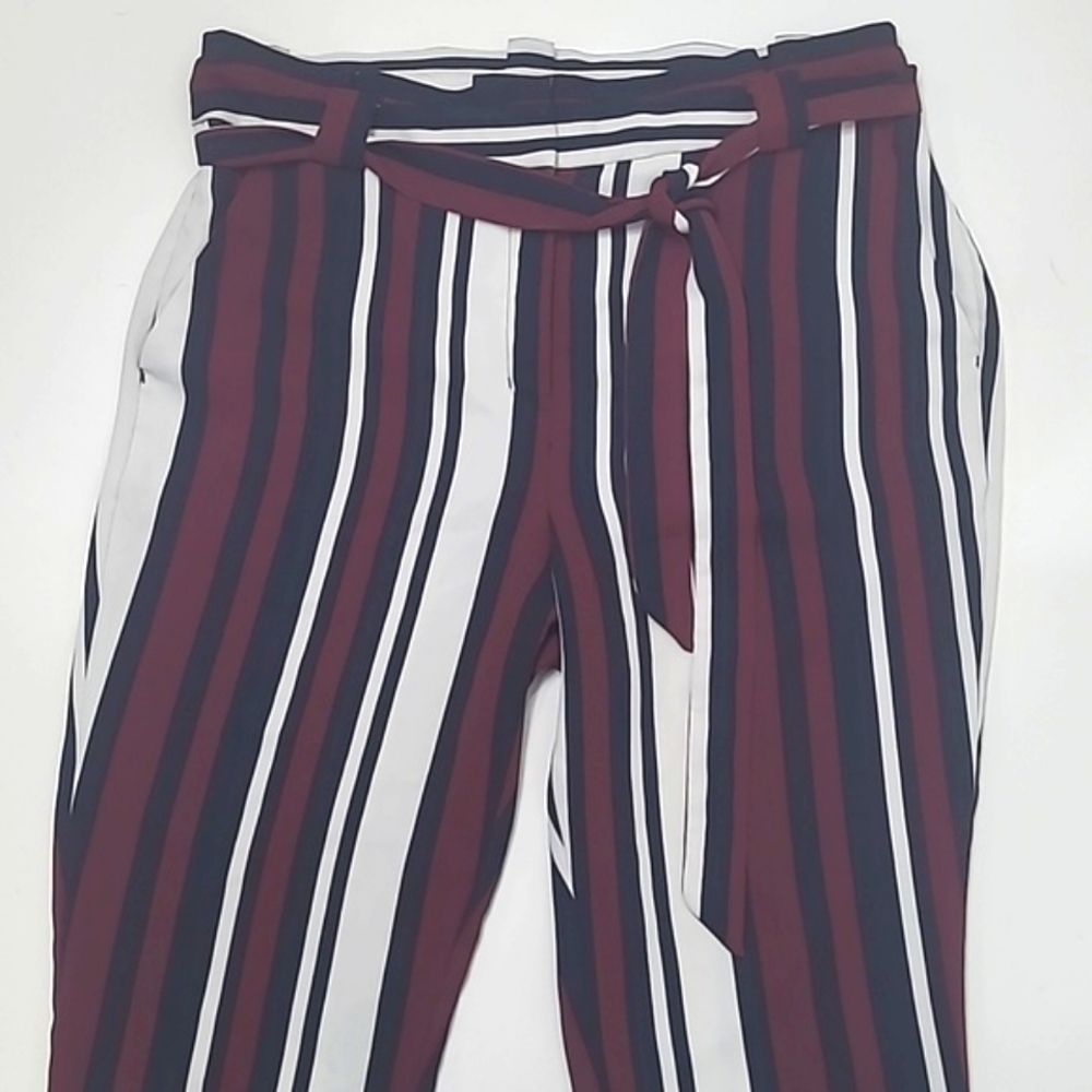 Express High Waist Rise Ankle Dress Pants Flowy Fit Pockets Accent Belt Sz 14 - Picture 11 of 17